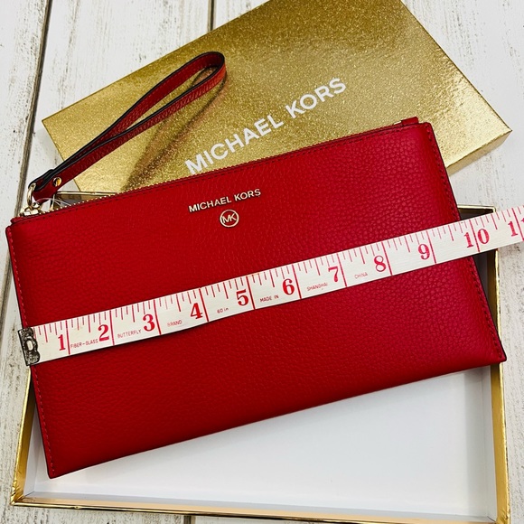 Michael Kors Large Zip Clutch Wristlet Flame Red - Picture 7 of 8